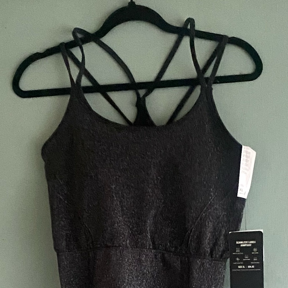 Fabletics Black Shimmer Seamless Lurex Jumpsuit